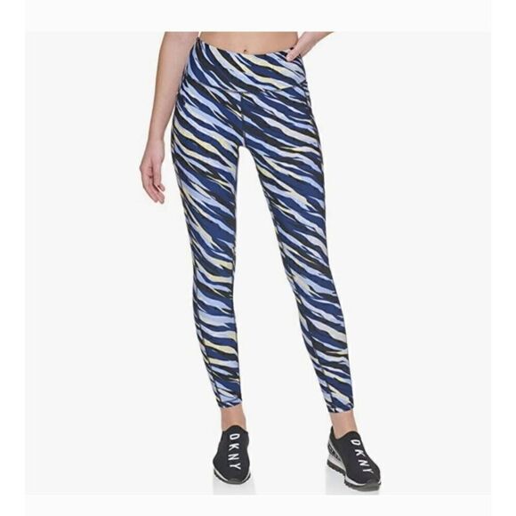 DKNY SPORT tiger stripe leggings, high waist,  7/8 length, NWT, M - Picture 1 of 6